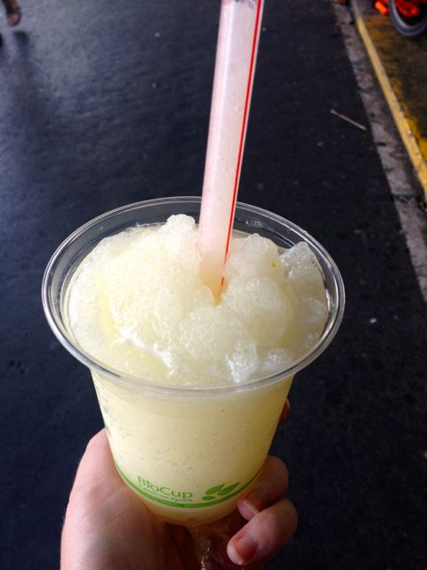 And on a really hot night after a really hot day, nothing beats an old school handmade lemonade slushie. In a bio cup, because that's so Melbourne. Love it.