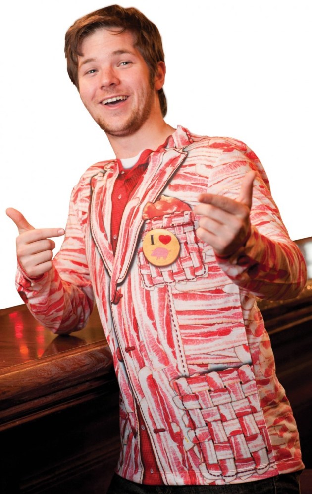 Surely every man needs a faux bacon suit. Surely.