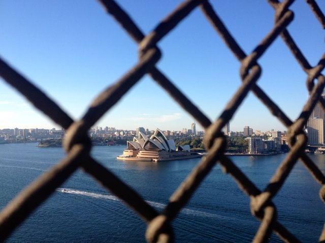 Our House, as seen through the Harbour Bridge fencing